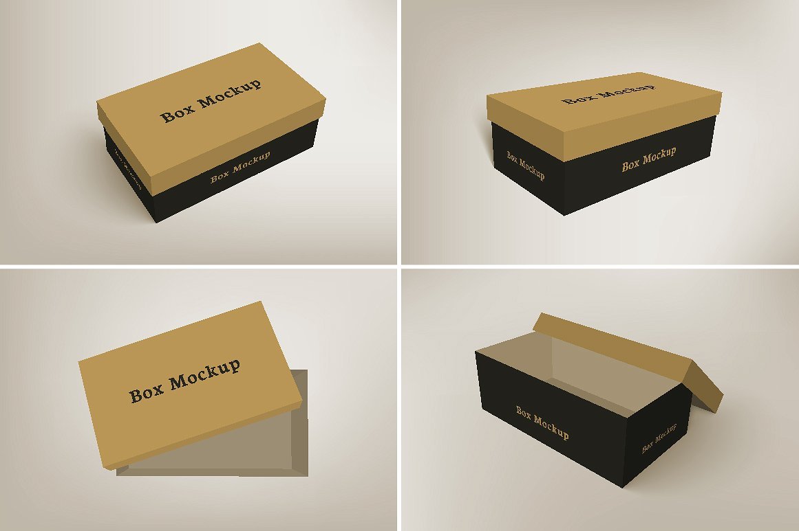 Shoes Packaging Box PSD Mockup:
