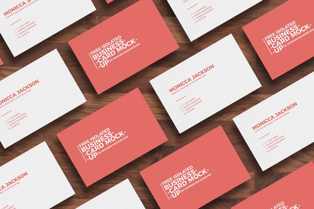 Single Colored Business Card Mockup in Plain Background PSD: