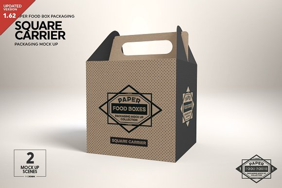 Square Carrier Packaging Box Mockup