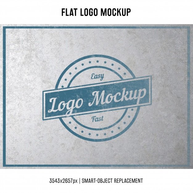 Stamped Flat logo PSD Mockup