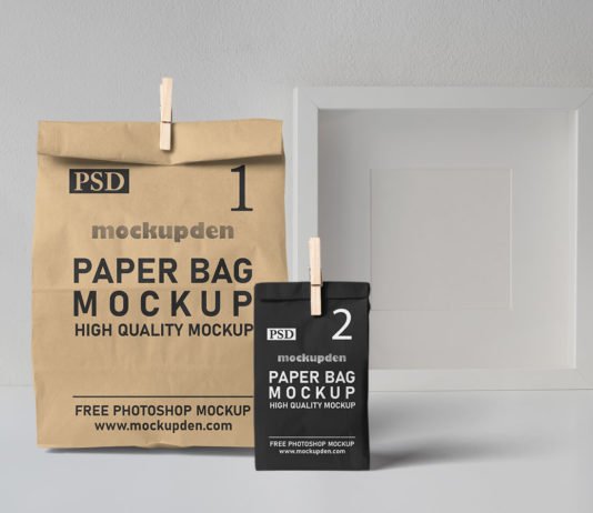 Free Stand up Paper Bag Mockup PSD Template