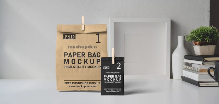 Free Stand up Paper Bag Mockup PSD Template