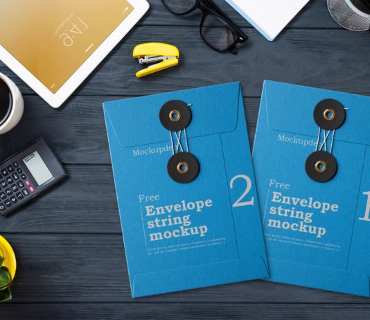 Free String Envelope Mockup PSD Template