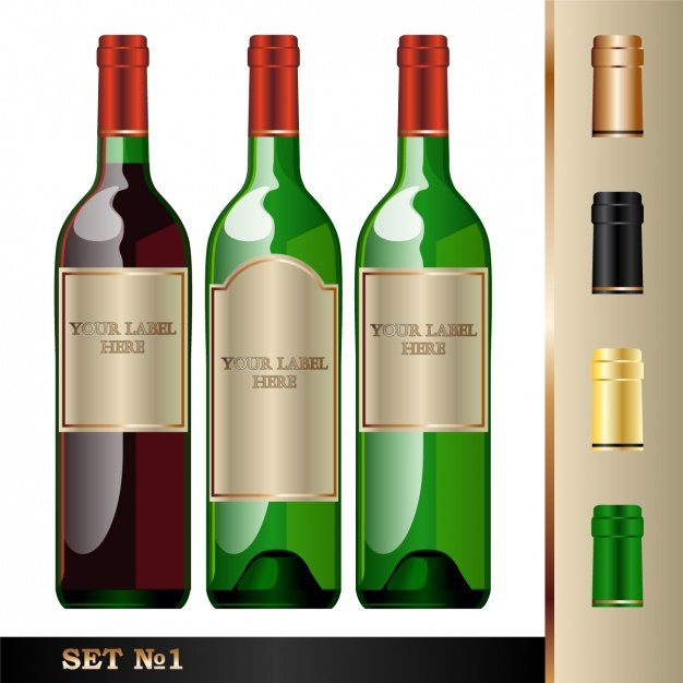 Three Wine bottle in a different color Vector Format
