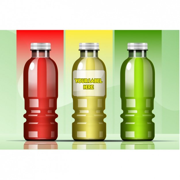 Three different colored glass bottle Vector Format
