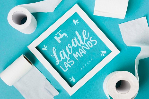 Top view of toilet paper rolls with frame Free Psd