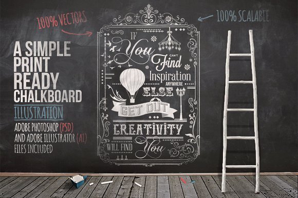 Typography Chalkboard PSD Customizable Format