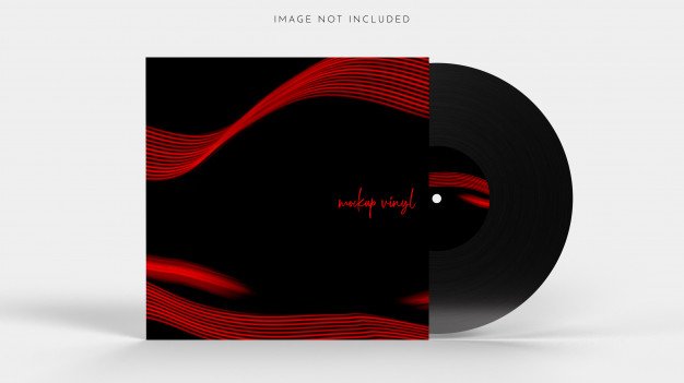 Vinyl lp record with a cover on white Premium Psd