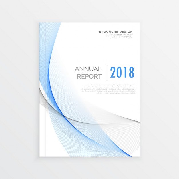 White A4 brochure with blue and gray wavy lines Vector Format
