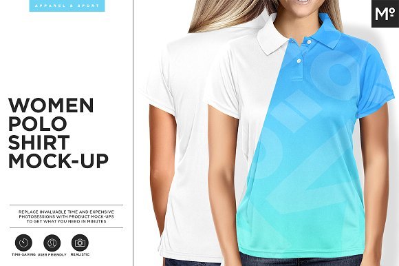 Women Polo Shirt PSD Design Template: