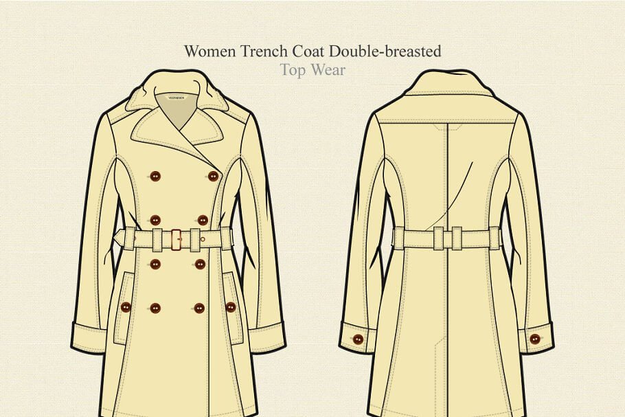 Women Trench Coat Double-breasted