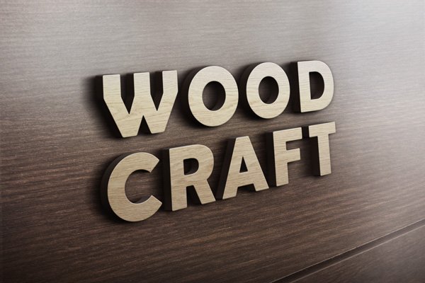 Wooden Crafted Logo Design Mockup PSD: