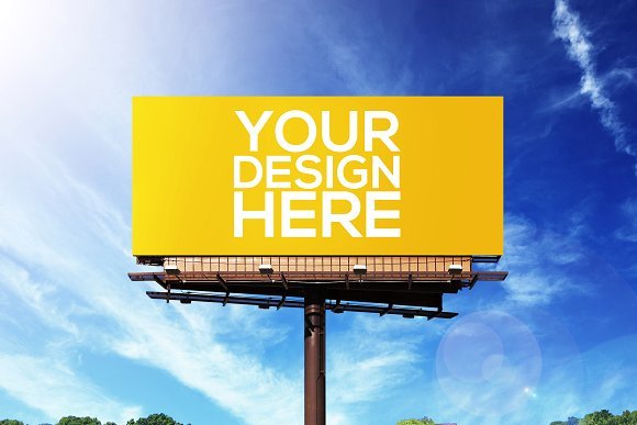 Yellow Color Billboard Mockup