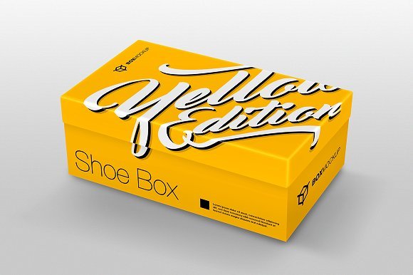 Yellow Rectangle Shoes Box Mockup