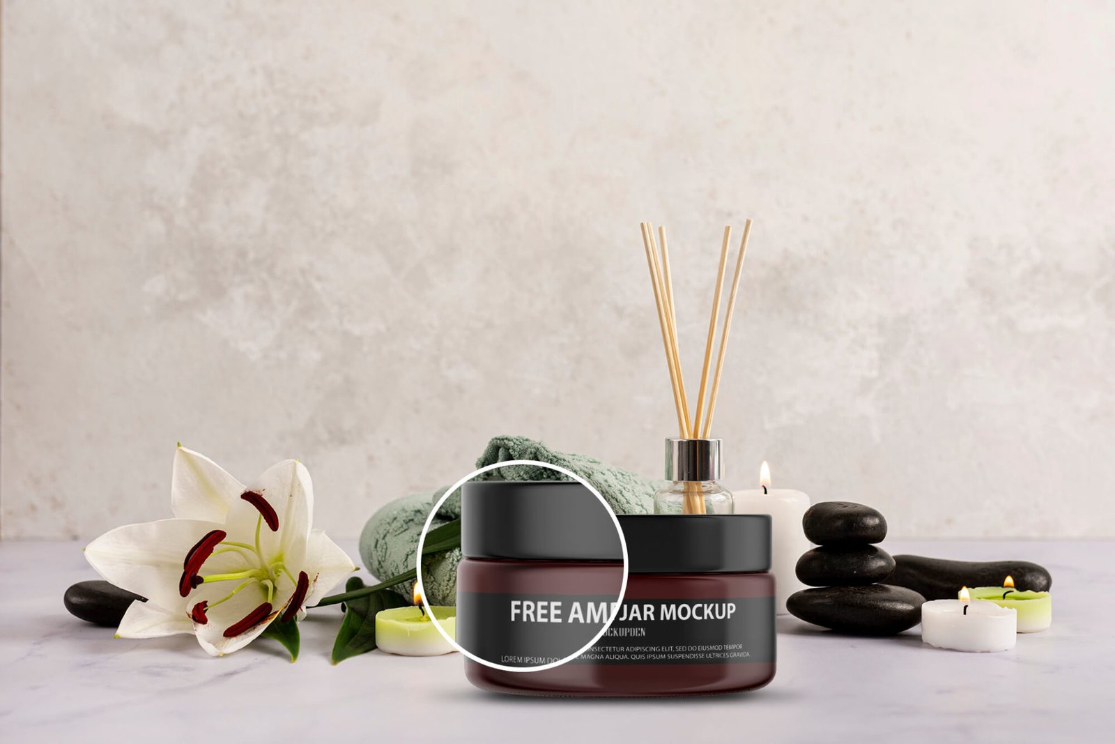 Download Free Amber Jar Mockup PSD Template - Mockup Den