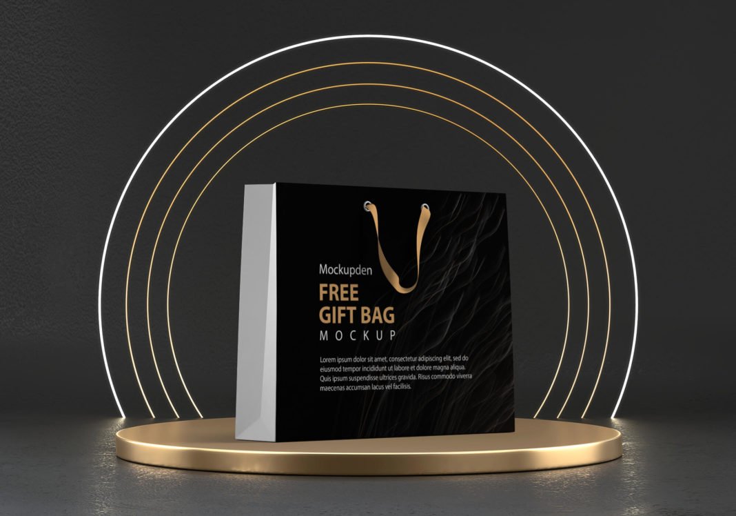 Download Free Paper Gift Bag Mockup PSD Template- Mockup Den