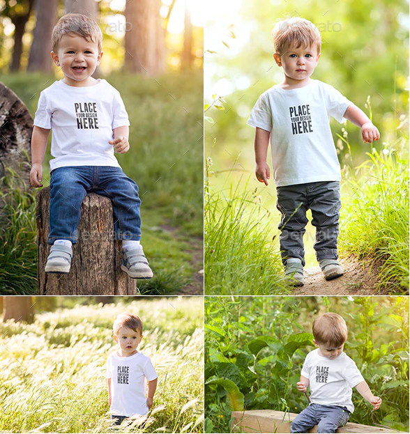 Toddler Boy Crew Neck T-shirt Mock-up