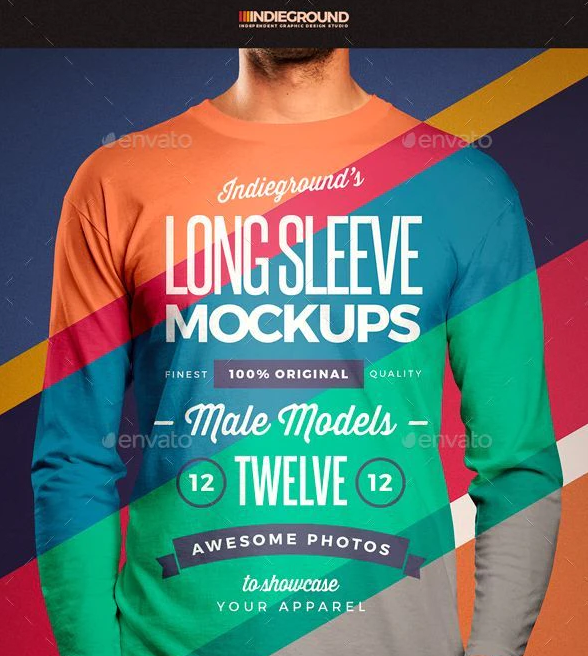 Men Long Sleeve T-Shirt Mockups