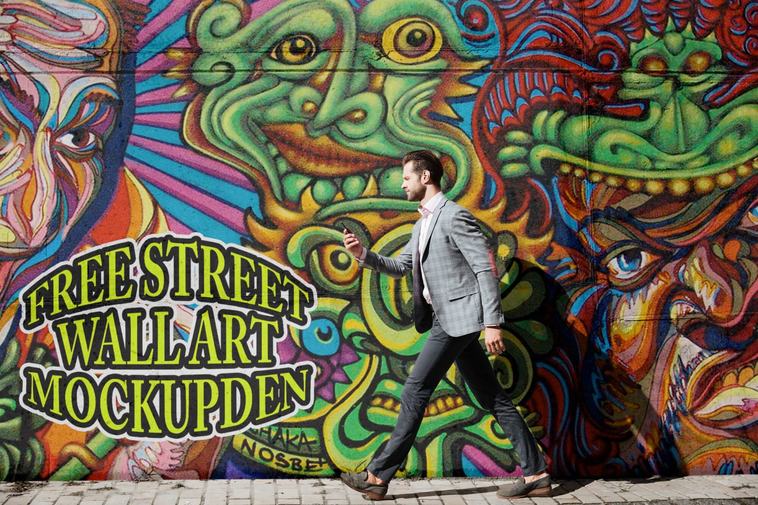 Download Free Street Wall Art Mockup PSD Template - Mockup Den