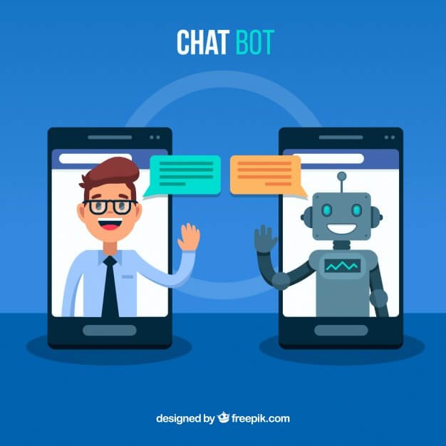 Chatbot concept background with mobile device Free Vector