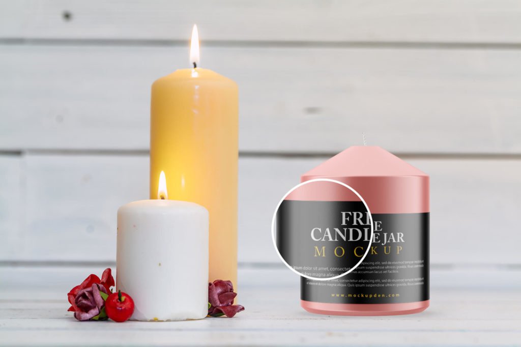 Close Up Of a Candle Jar Mockup Free PSD Template