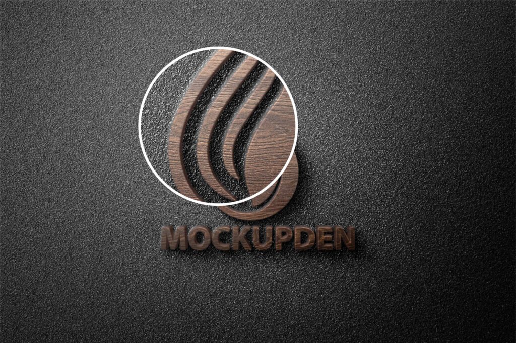 Close Up Of a Free 3D Wooden Logo Mockup PSD Template