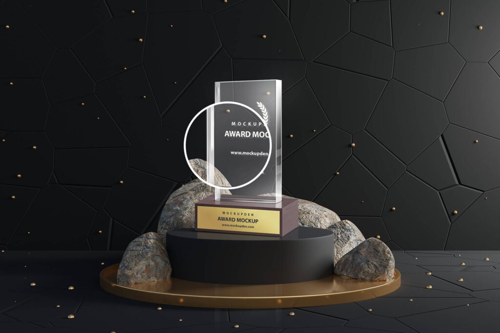 Close Up Of a Free Award Mockup PSD Template