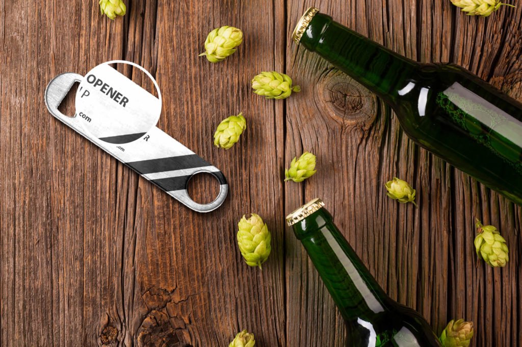 Close Up Of a Free Bottle Opener Mockup PSD Template