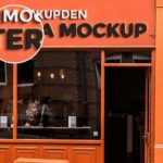 Close Up Of a Free Cafeteria Mockup PSD Template