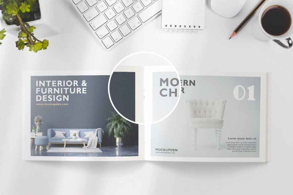 Close Up Of a Free Furniture Catalog Mockup PSD Template