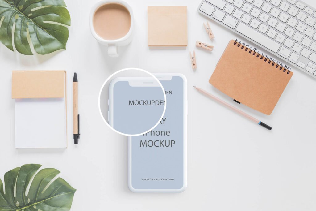 Close Up Of a Free Clay iphone Mockup PSD Template