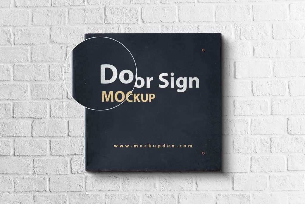 Close Up Of a Free Door Sign Mockup PSD Template