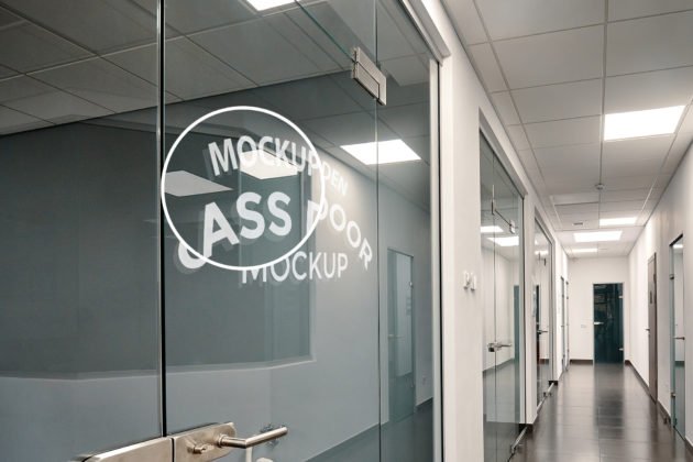 Free Glass Door Mockup PSD Template - Mockup Den