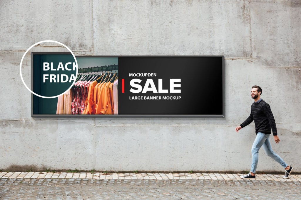 Close Up Of a Free Large Banner Mockup PSD Template