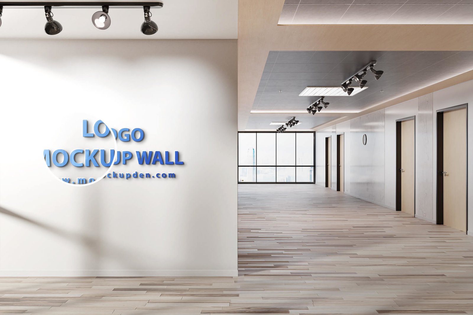 Download Free Logo Mockup Wall PSD Template - Mockup Den