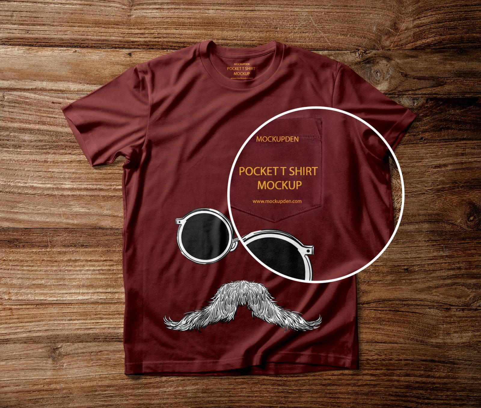 Download Free Pocket T Shirt Mockup PSD Template - Mockup Den