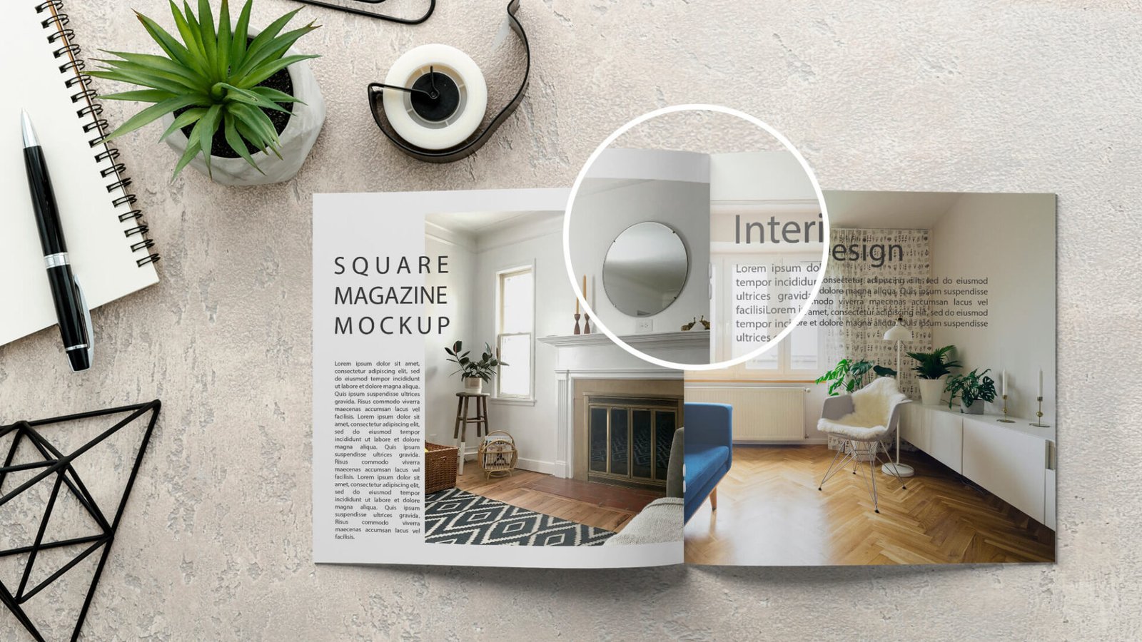 Free Square Magazine Mockup PSD Template - Mockup Den