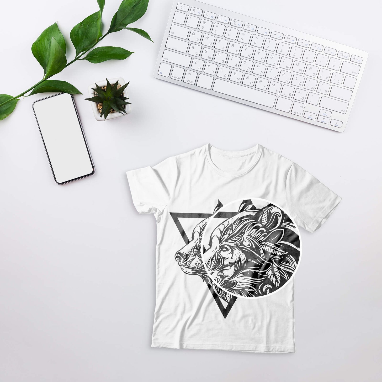 Download Free T-Shirt Mockup White PSD Template - Mockup Den