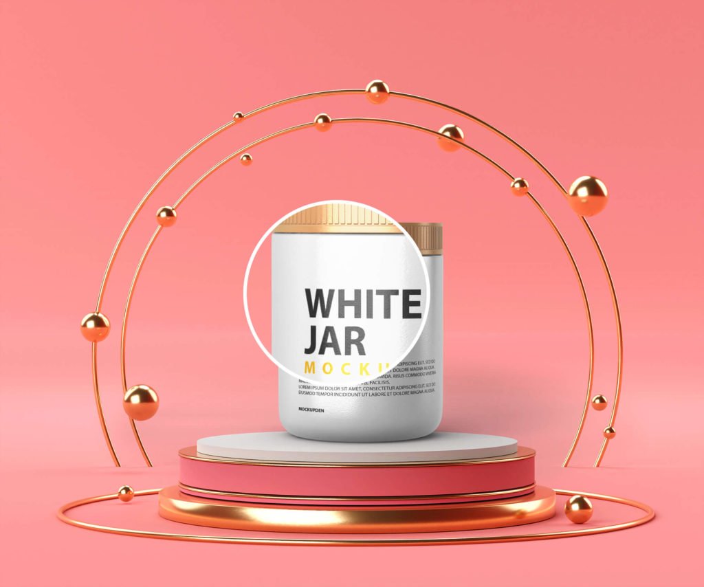 Close Up Of a Free White Jar Mockup PSD Template