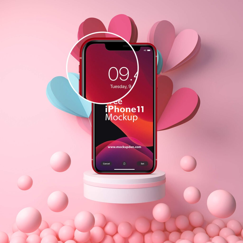 Close Up Of a Free iPhone11 Mockup PSD Template