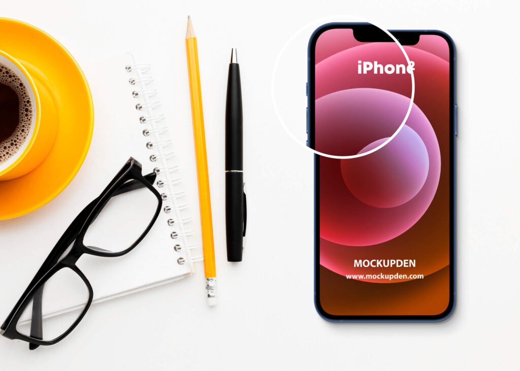 Close Up Of a Free iPhone12 Mockup PSD Template