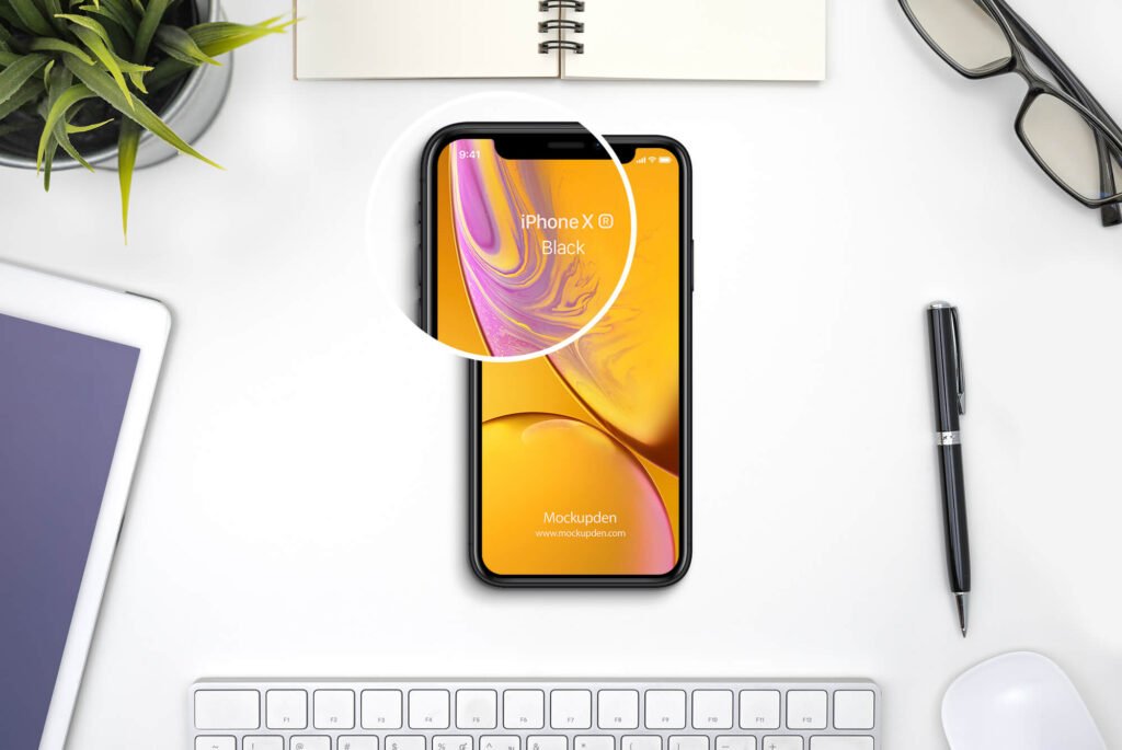 Close Up Of a Free iphone xr Mockup PSD Template
