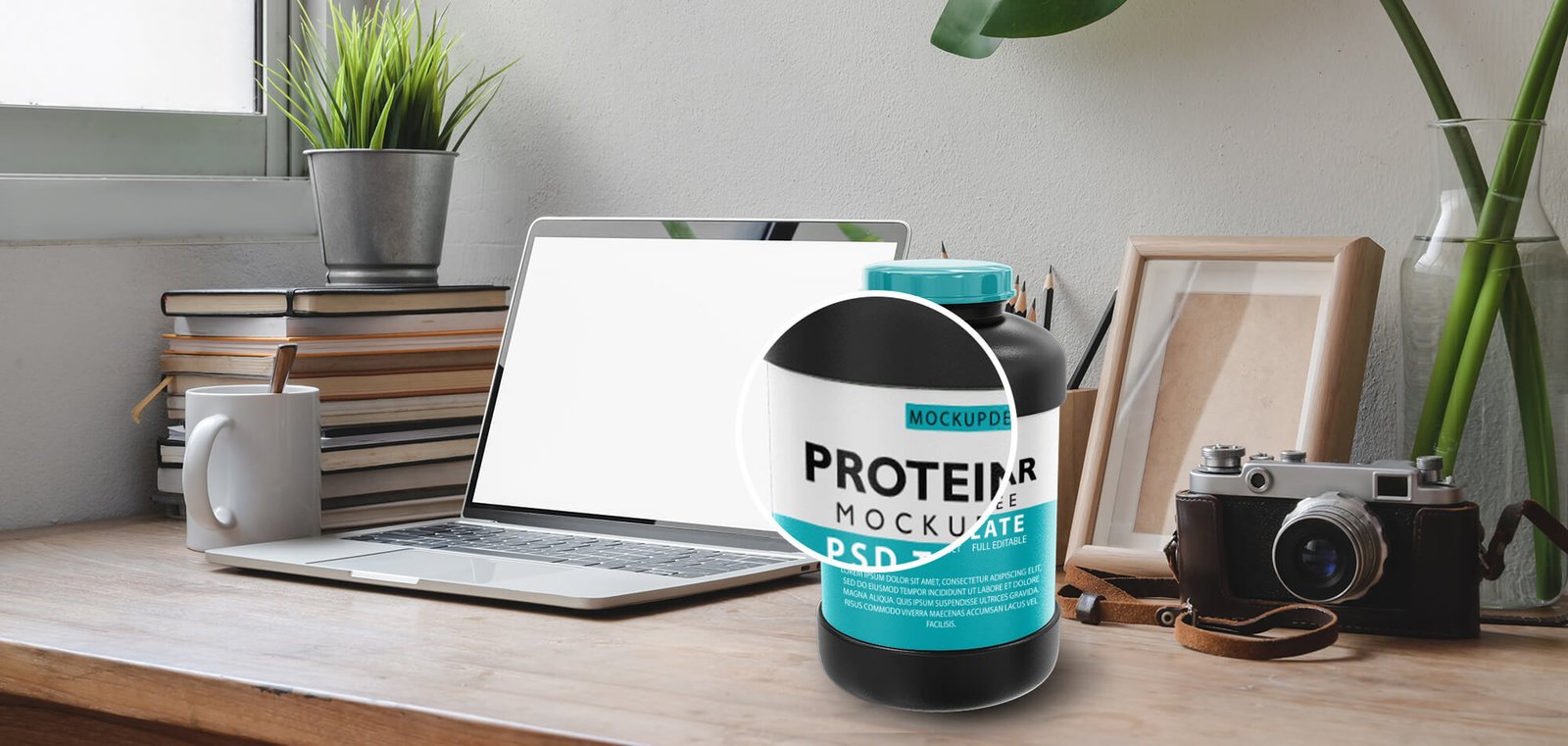 Download Free Protein Jar Mockup Free PSD Template - Mockup Den