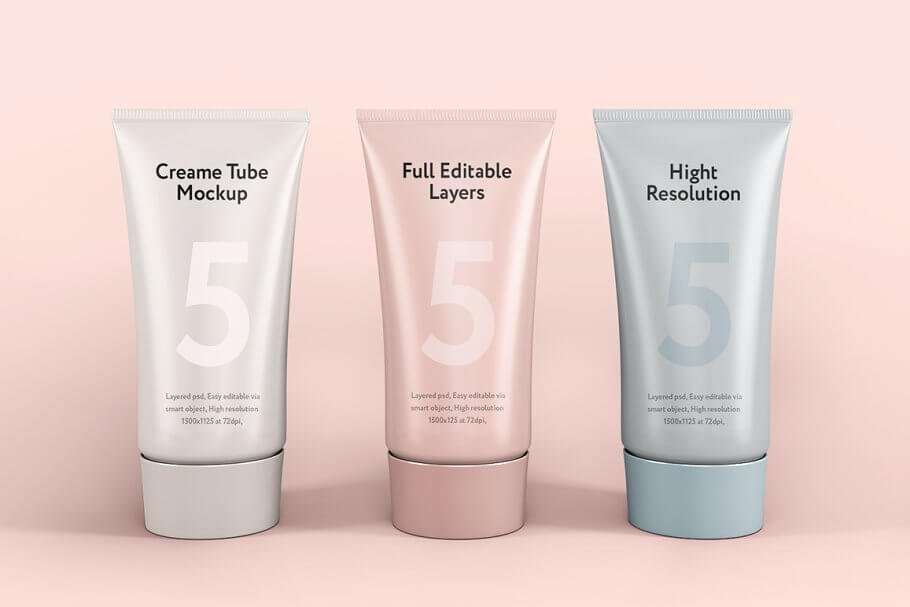 Cream Tube set Mockup