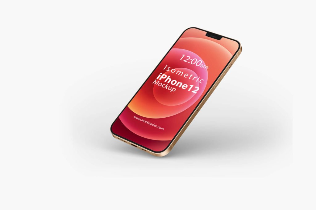 Design Free Isomatric iPhone12 Mockup PSD Template