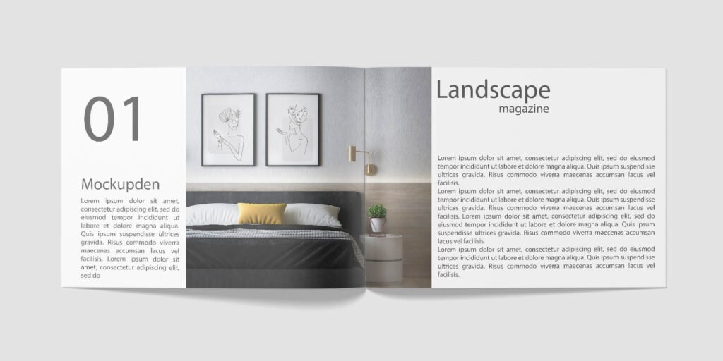 Download Free Landscape Magazine Mockup Vol 2 PSD Template- Mockupden