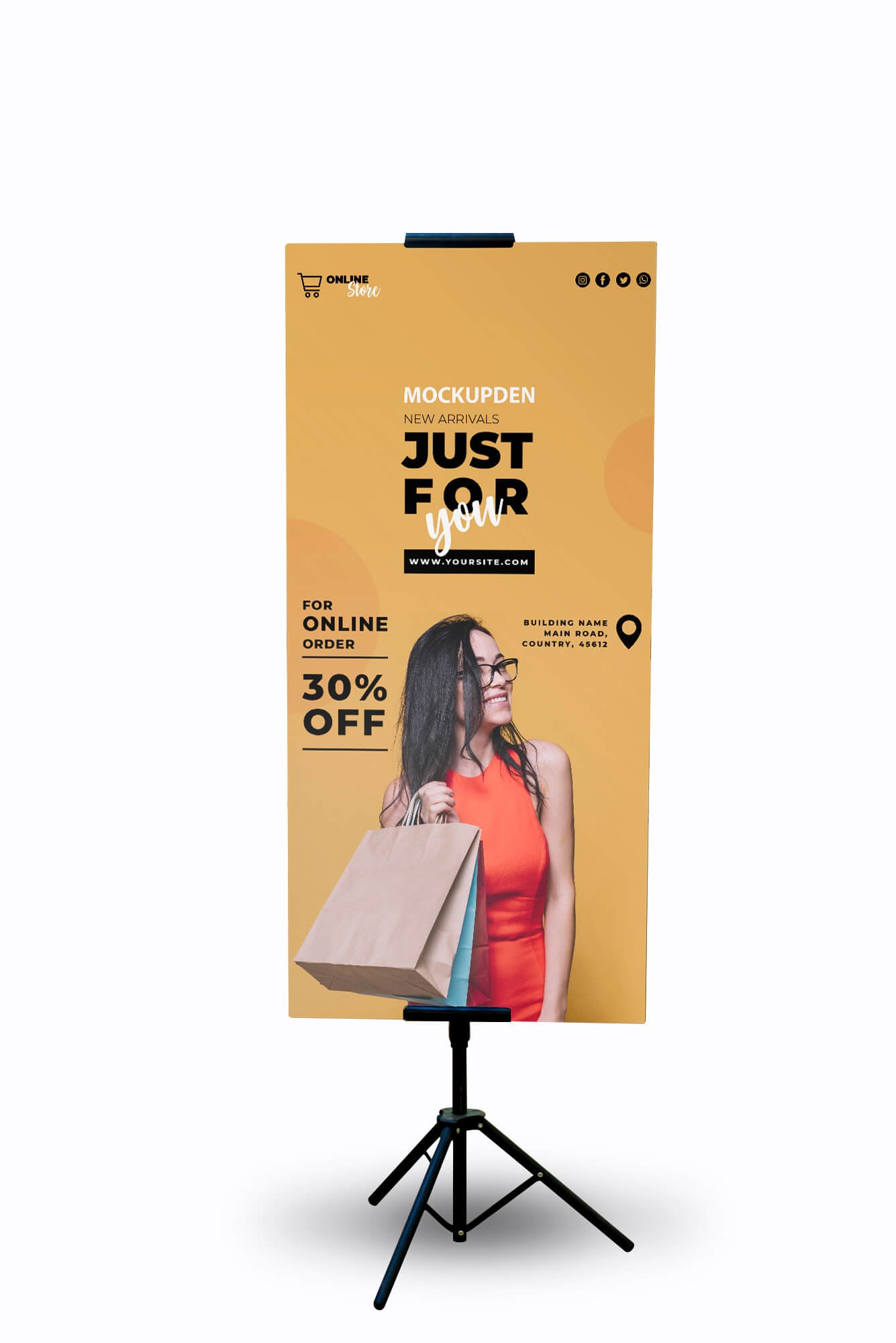 Free Shopping Mall Indoor Banner Mockup PSD Template - Mockup Den