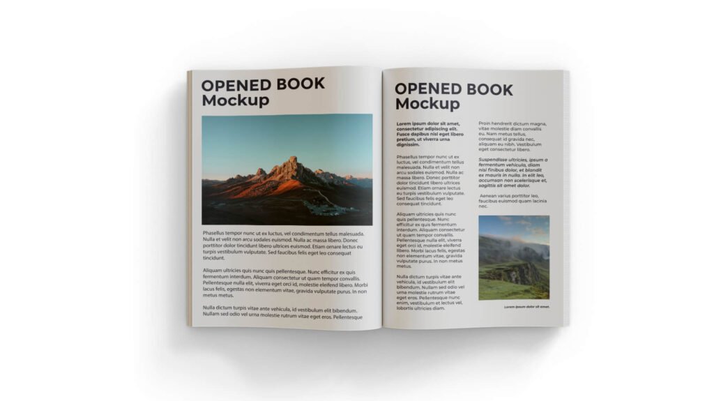 Design Free Opened Book Mockup PSD Template