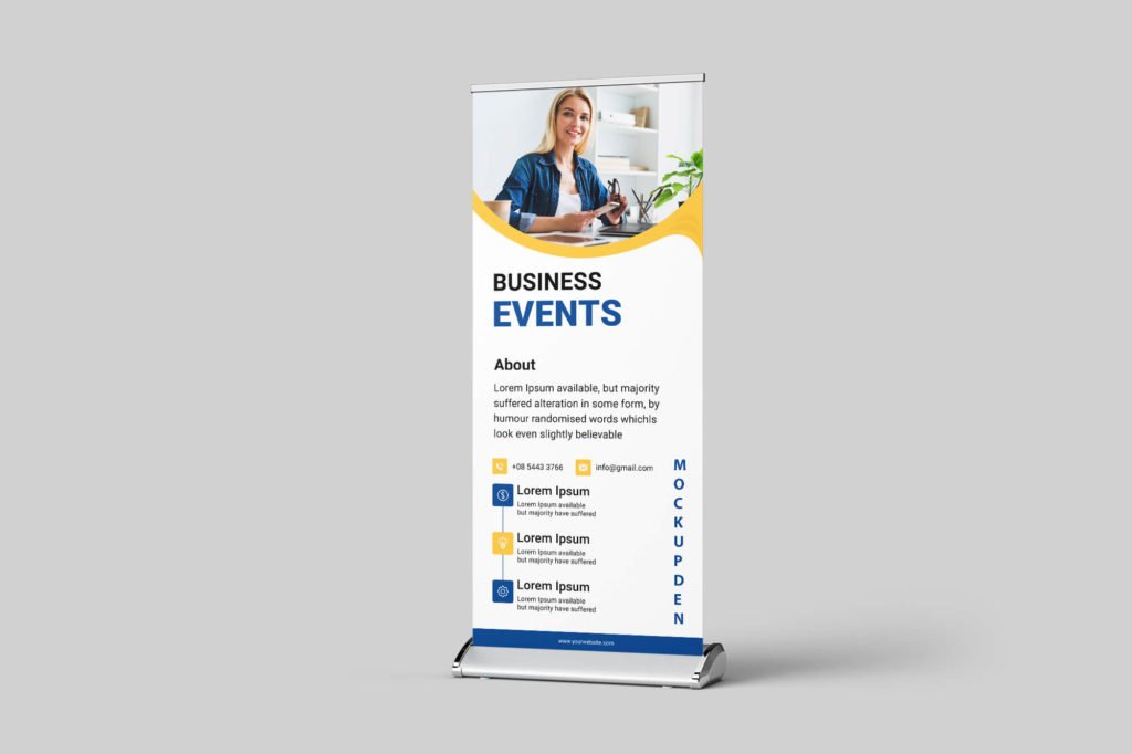 Design Free Roll Up Banner Mockup PSD Template 2