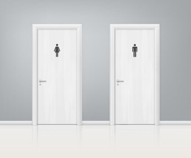 Doors wc realistic composition Free Vector